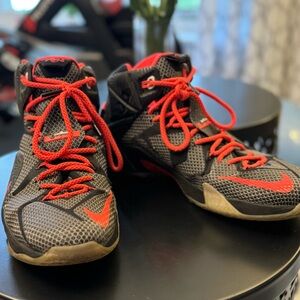 LeBron James black/red basketball shoes. Size 13. Show some wear/good condition.